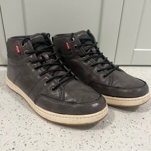 Rare Vintage LEVI'S "Stanton Burnish" Grey Leather/Suede High-Top Sneakers | 8